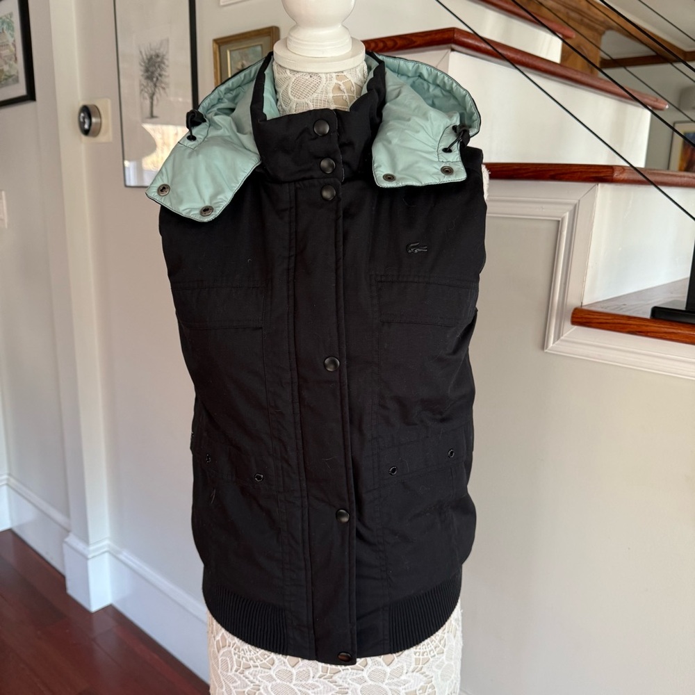 LACOSTE Black Puffer Vest Sz 40